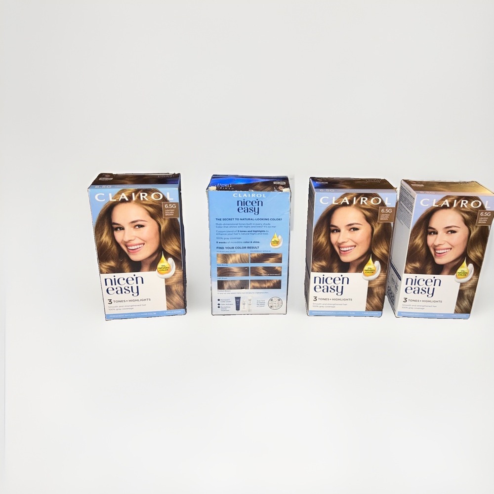 Clairol Nice N' Easy Natural Hair Color 6.5G Lightest Golden Brown Sealed X 4 - Picture 2 of 2